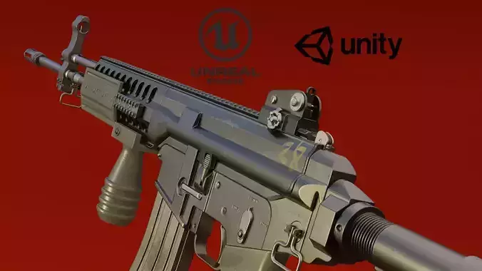 Rifle K2C1 Low-poly 3D model