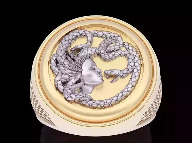 Medusa snake ring silver gold printable jewelry 3D model