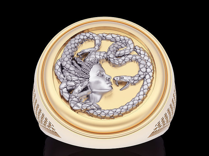 Medusa snake ring silver gold printable jewelry 3D model 3D print model