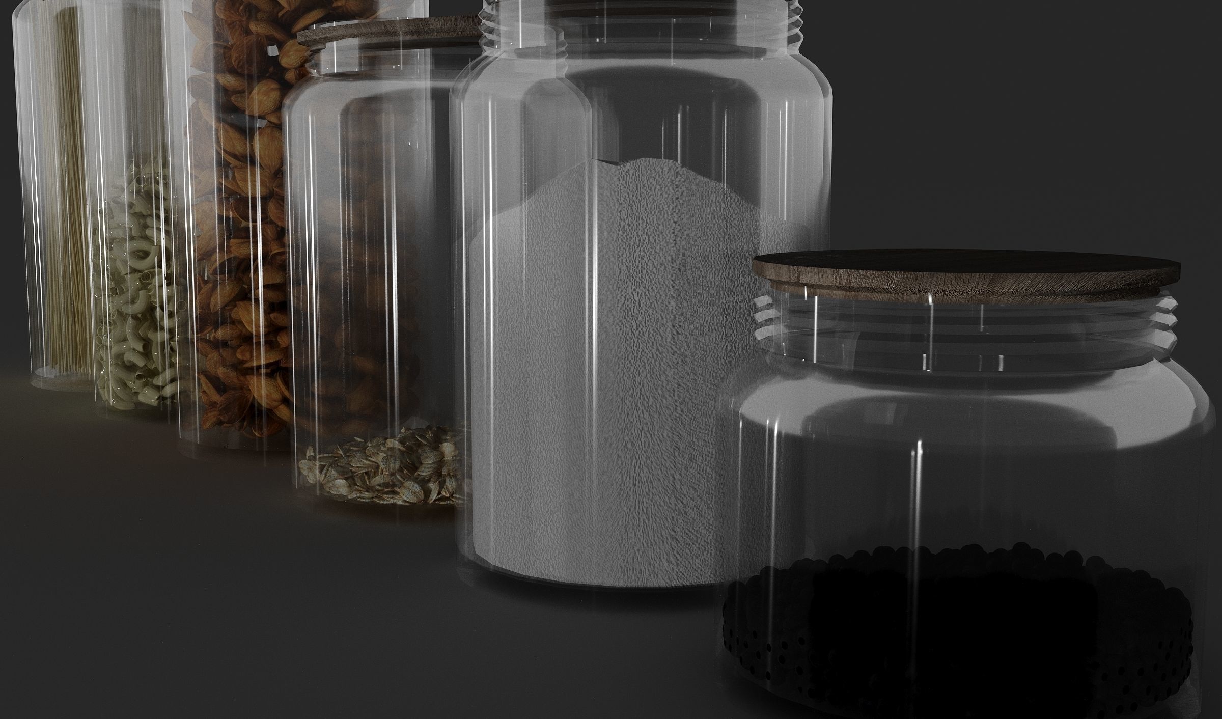 Kitchen set of jars 3D model_1