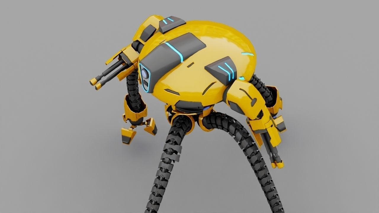 Octopus fighter rigged - animated character 3D model_13