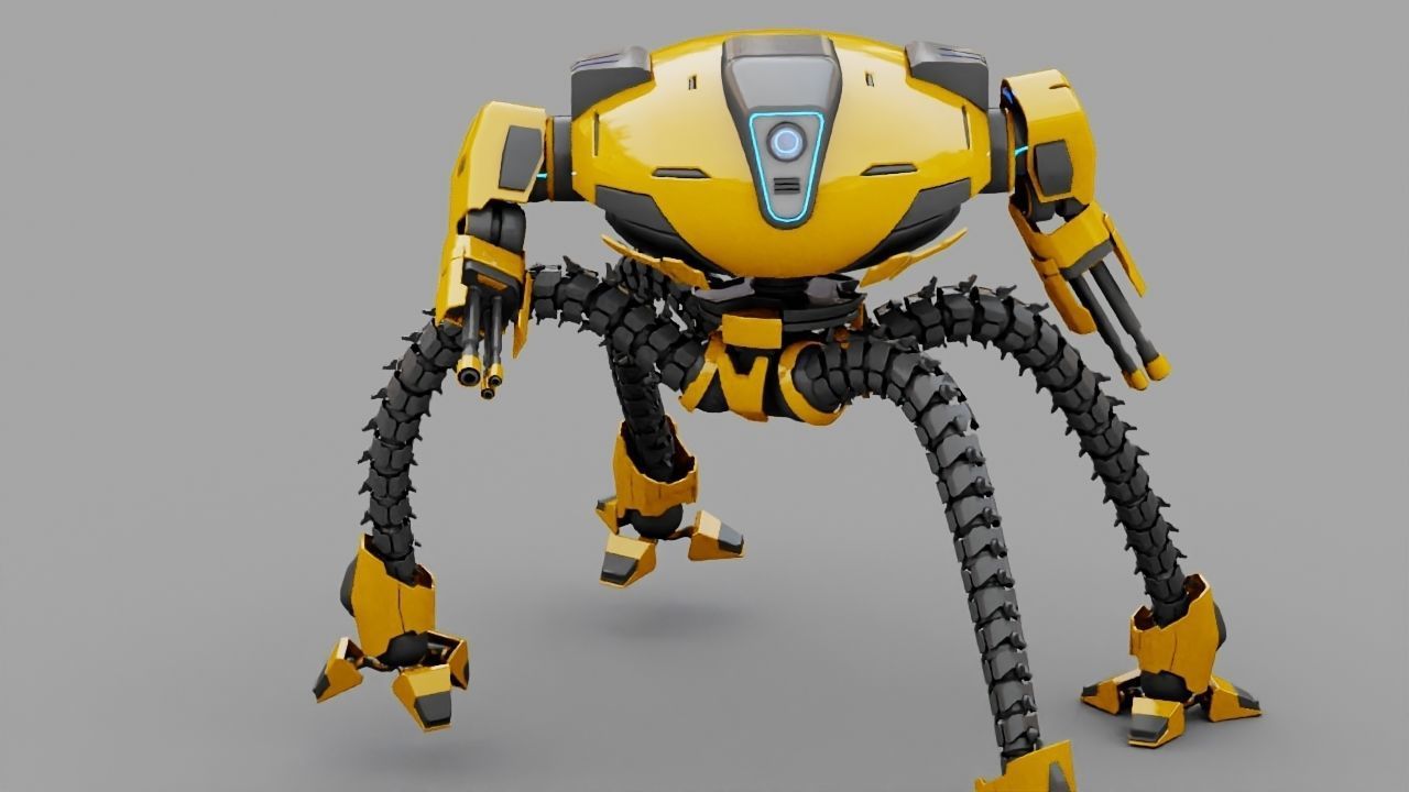 Octopus fighter rigged - animated character 3D model_12