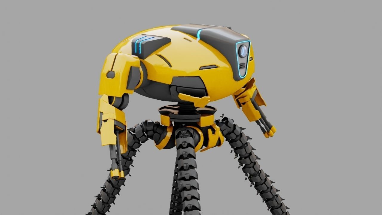 Octopus fighter rigged - animated character 3D model_1