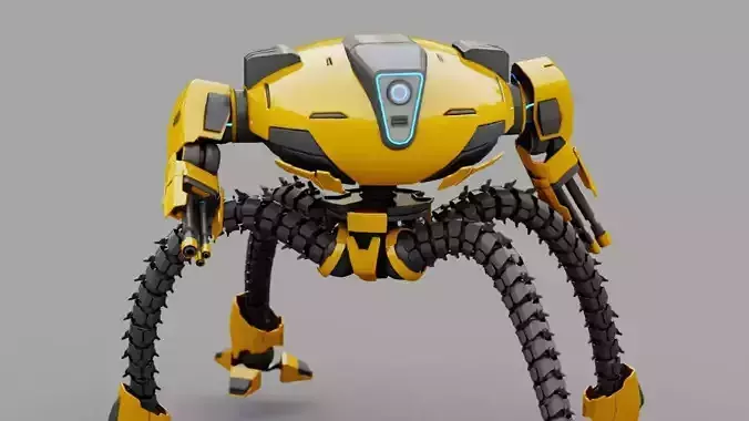 Octopus fighter rigged - animated character 3D model