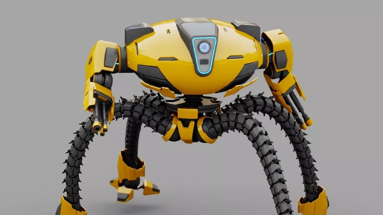 Octopus fighter rigged - animated character 3D model_0