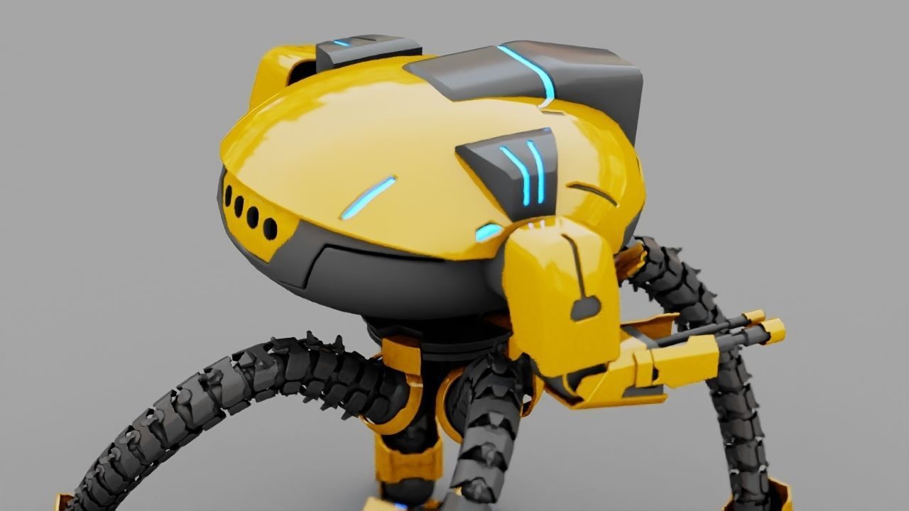 Octopus fighter rigged - animated character 3D model_4