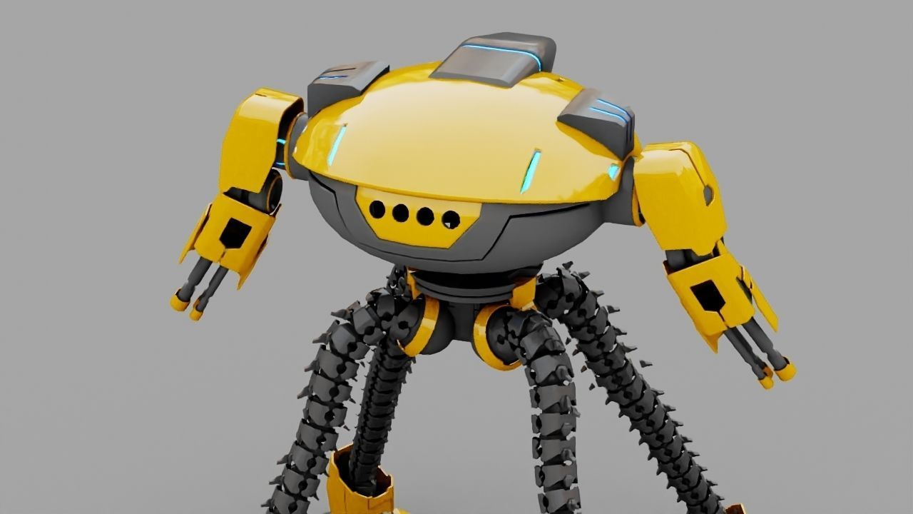 Octopus fighter rigged - animated character 3D model_9