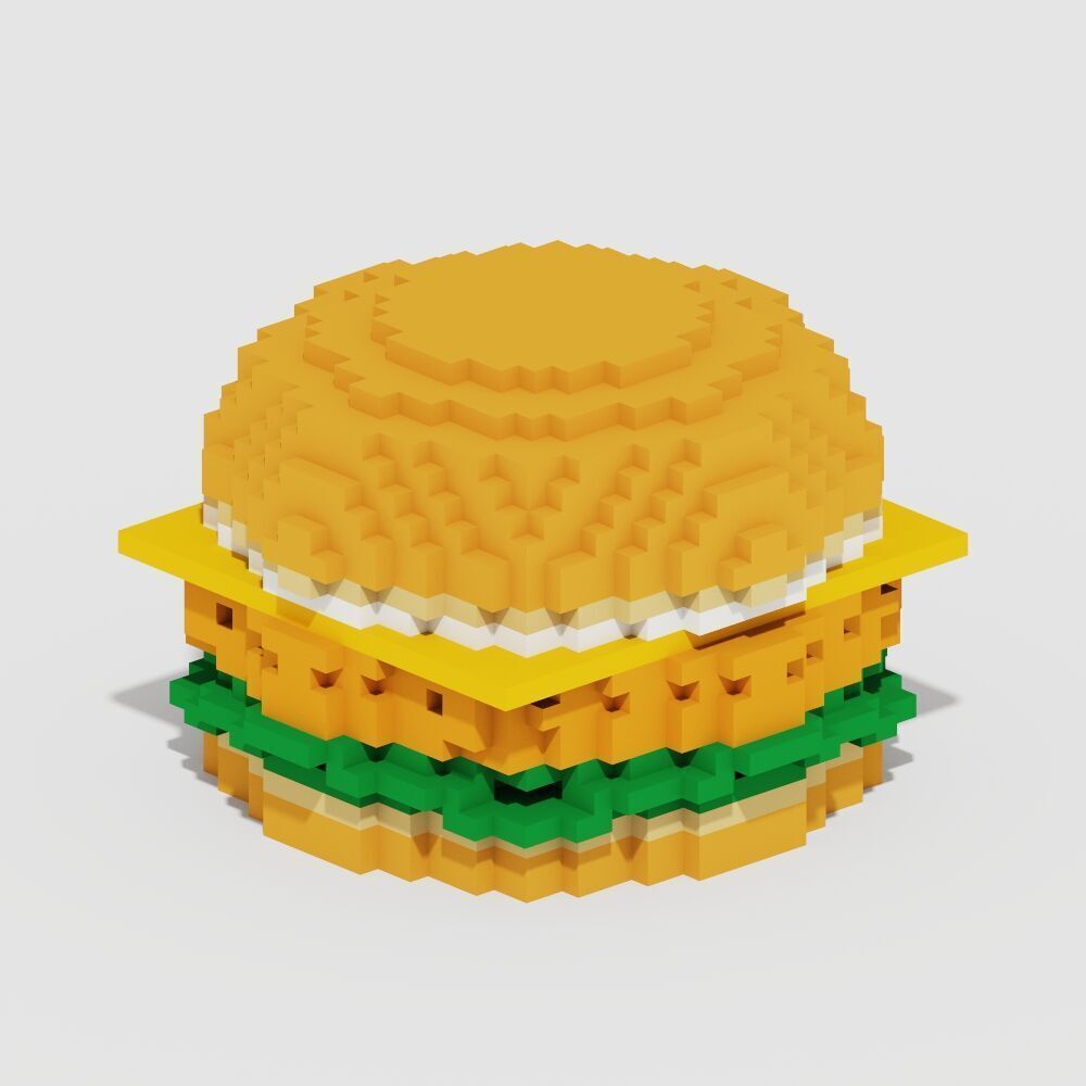 Voxel Food Pack 117 Items Low-poly 3D model_14