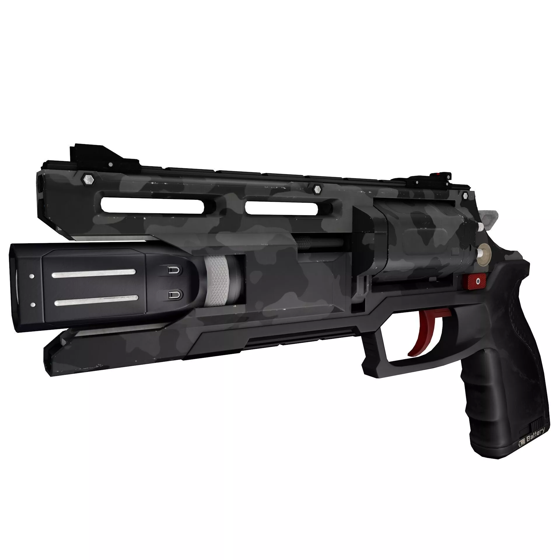 Sci-Fi Plasma Revolver Handgun Camo Low-poly 3D model