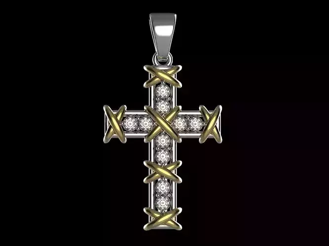 Cross 6 pendant with diamonds