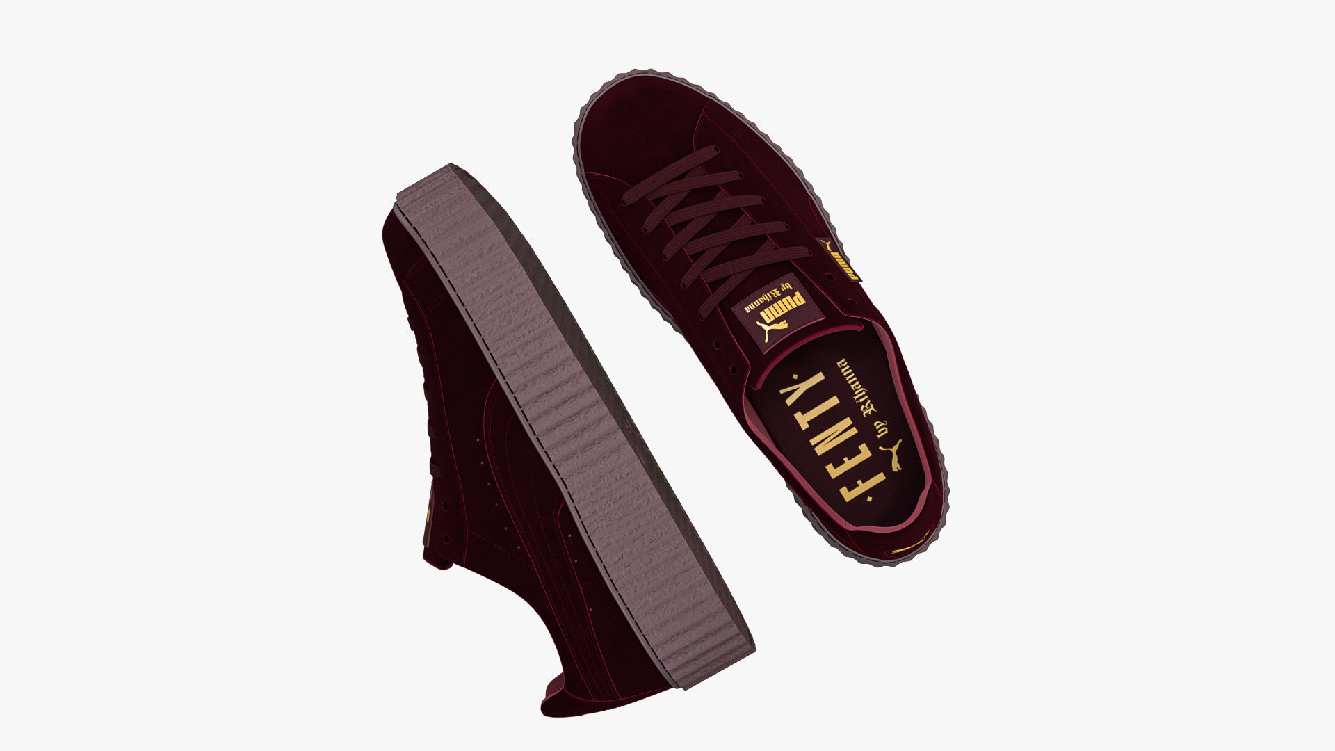 Puma x Fenty Creepers Burgundy Velvet 3D model_1