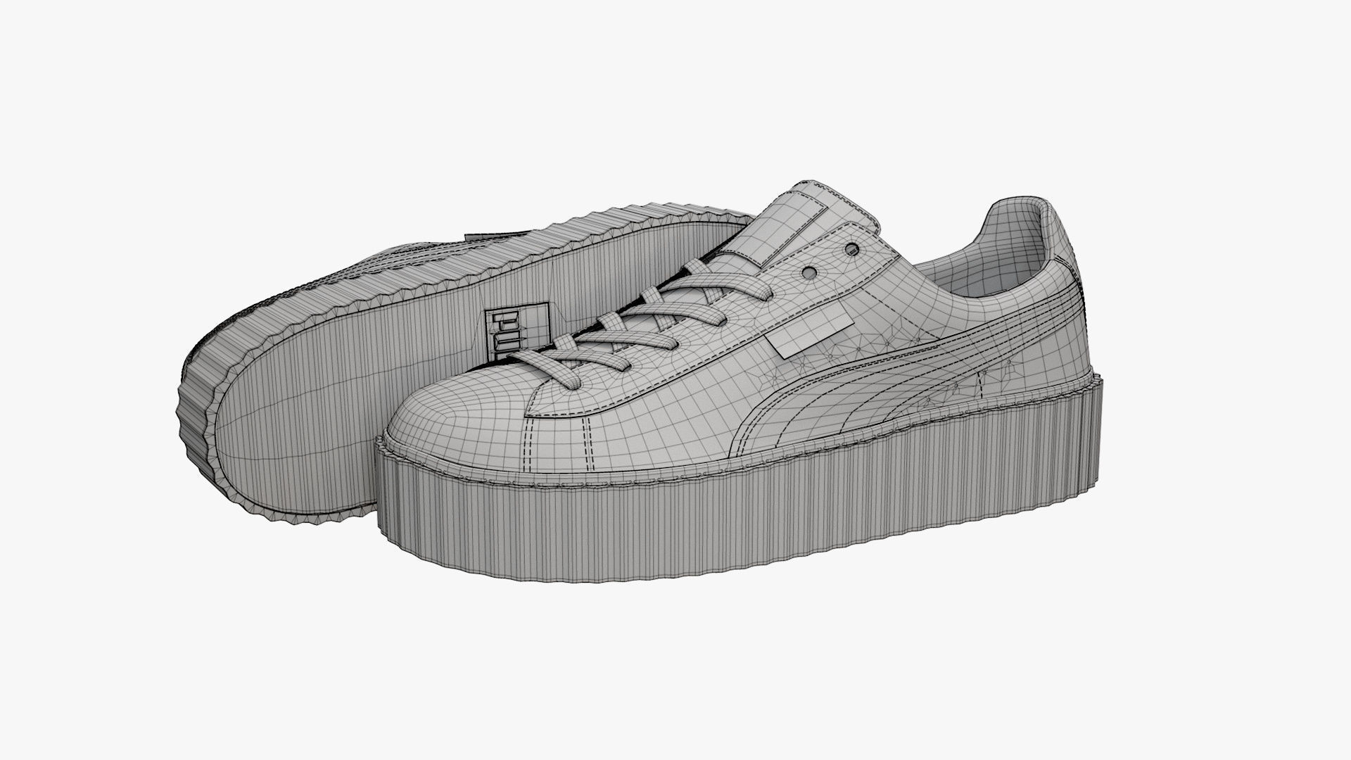 Puma x Fenty Creepers Burgundy Velvet 3D model_9