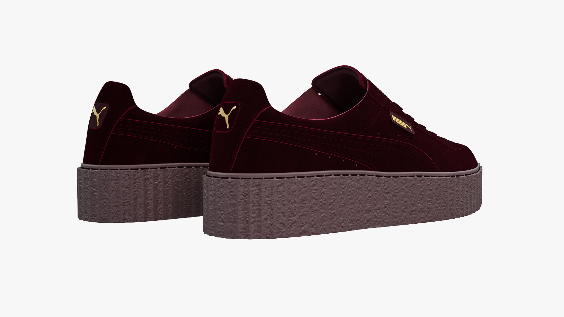 Puma x Fenty Creepers Burgundy Velvet 3D model_4