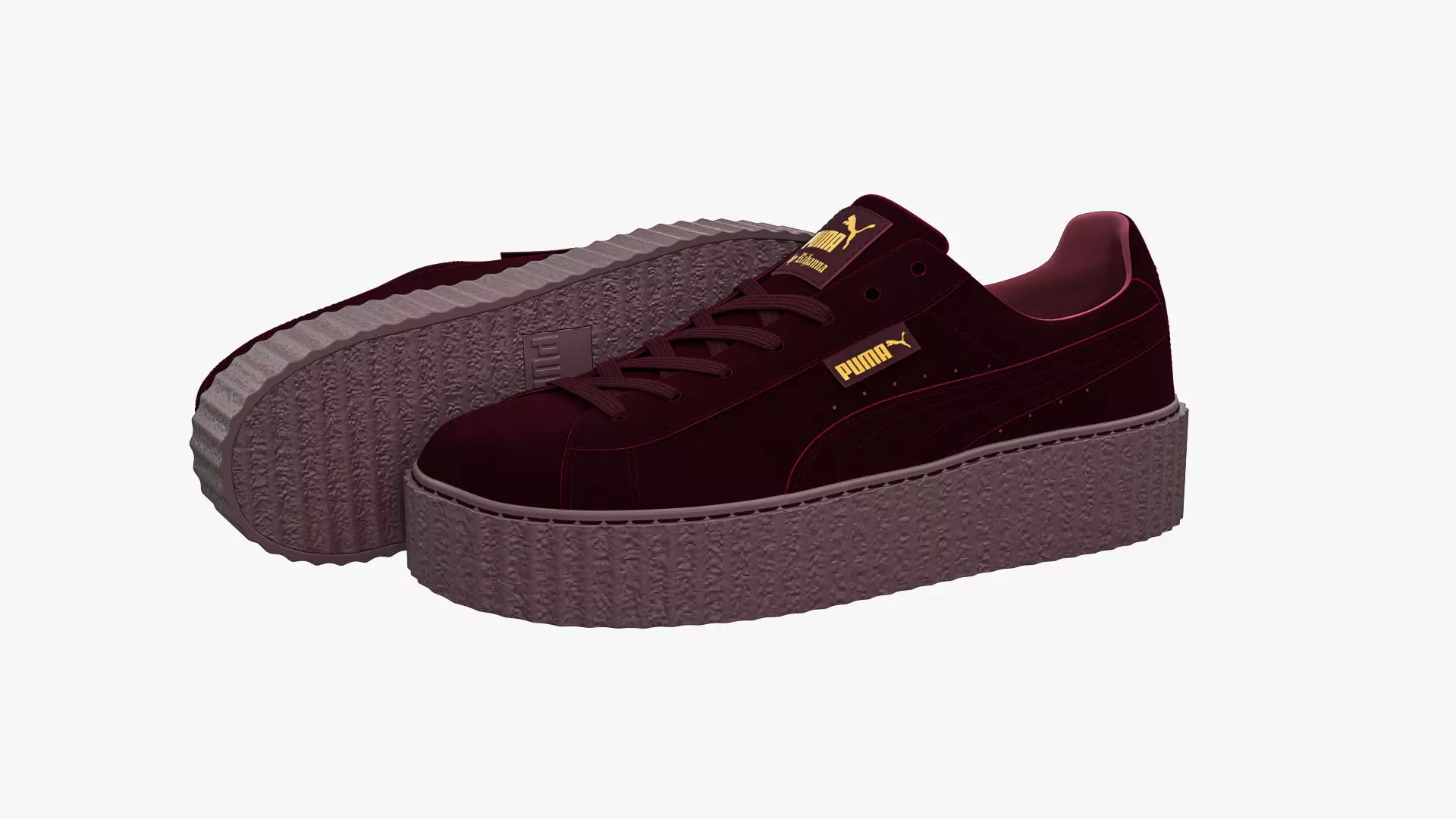 Puma x Fenty Creepers Burgundy Velvet 3D model_0