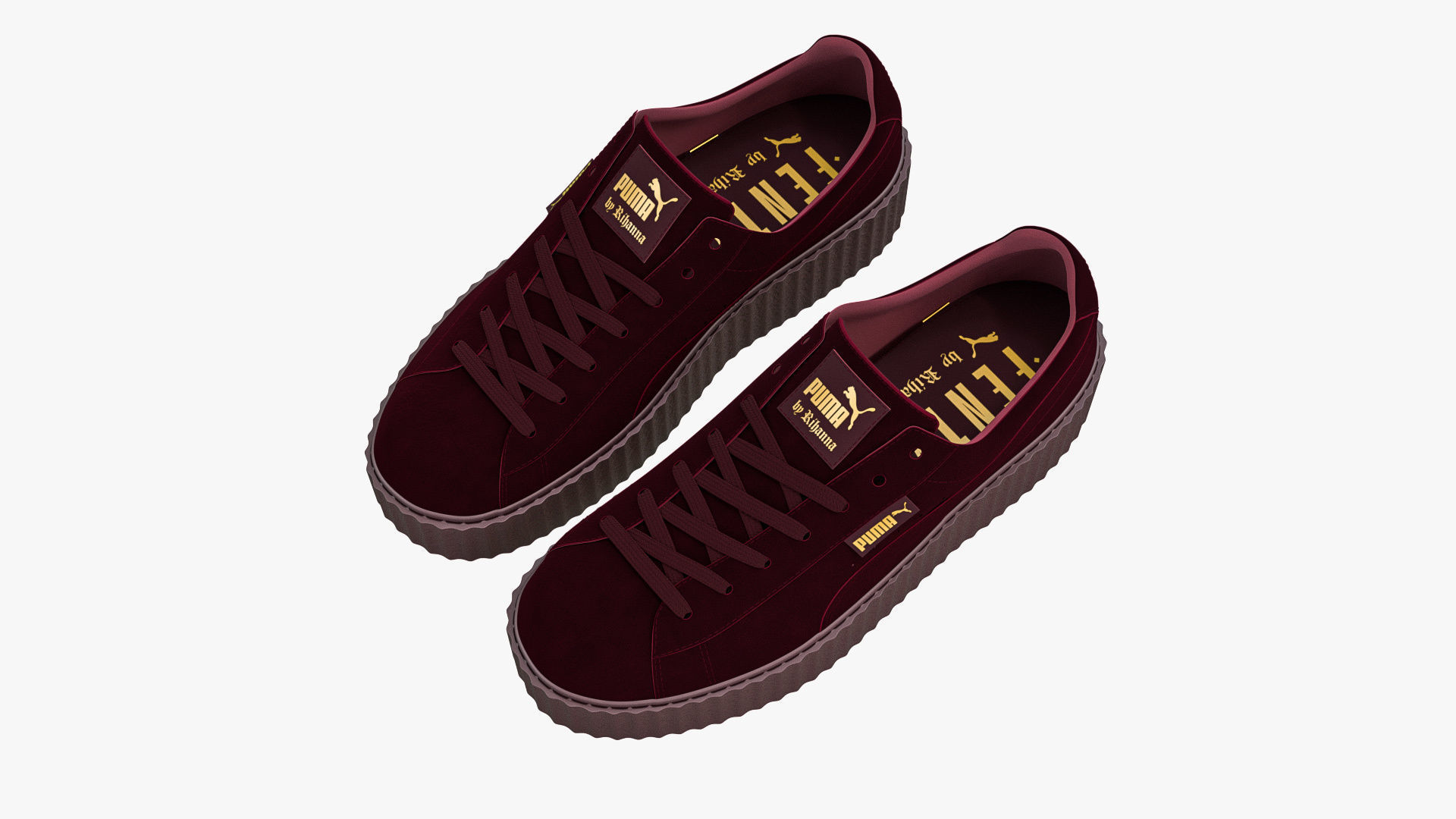 Puma x Fenty Creepers Burgundy Velvet 3D model_3
