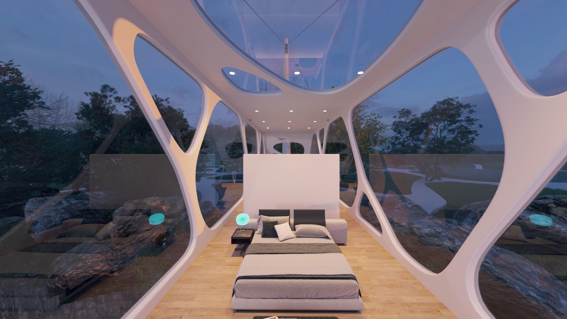 Mountain cliff beach house  Modern Organic architecture 3ds max 3D model_2