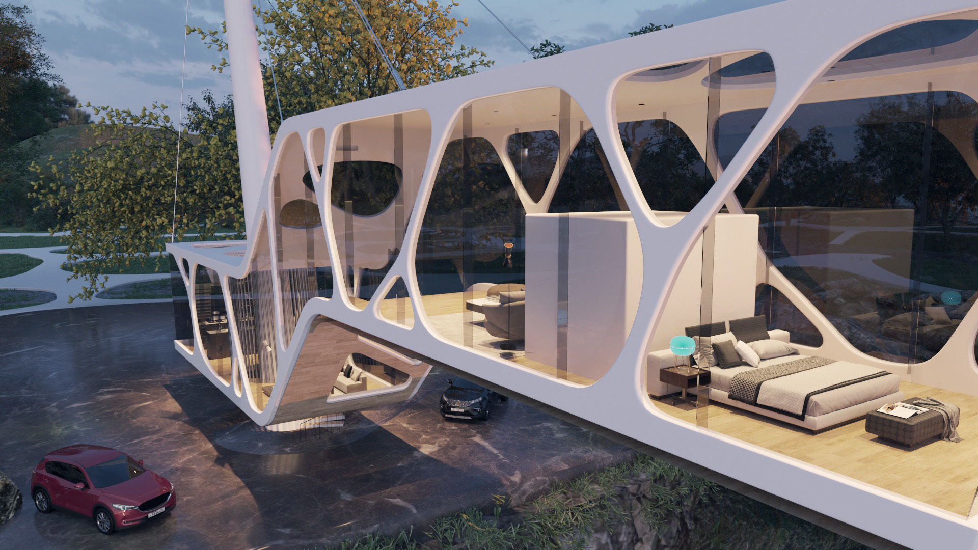 Mountain cliff beach house  Modern Organic architecture 3ds max 3D model_10