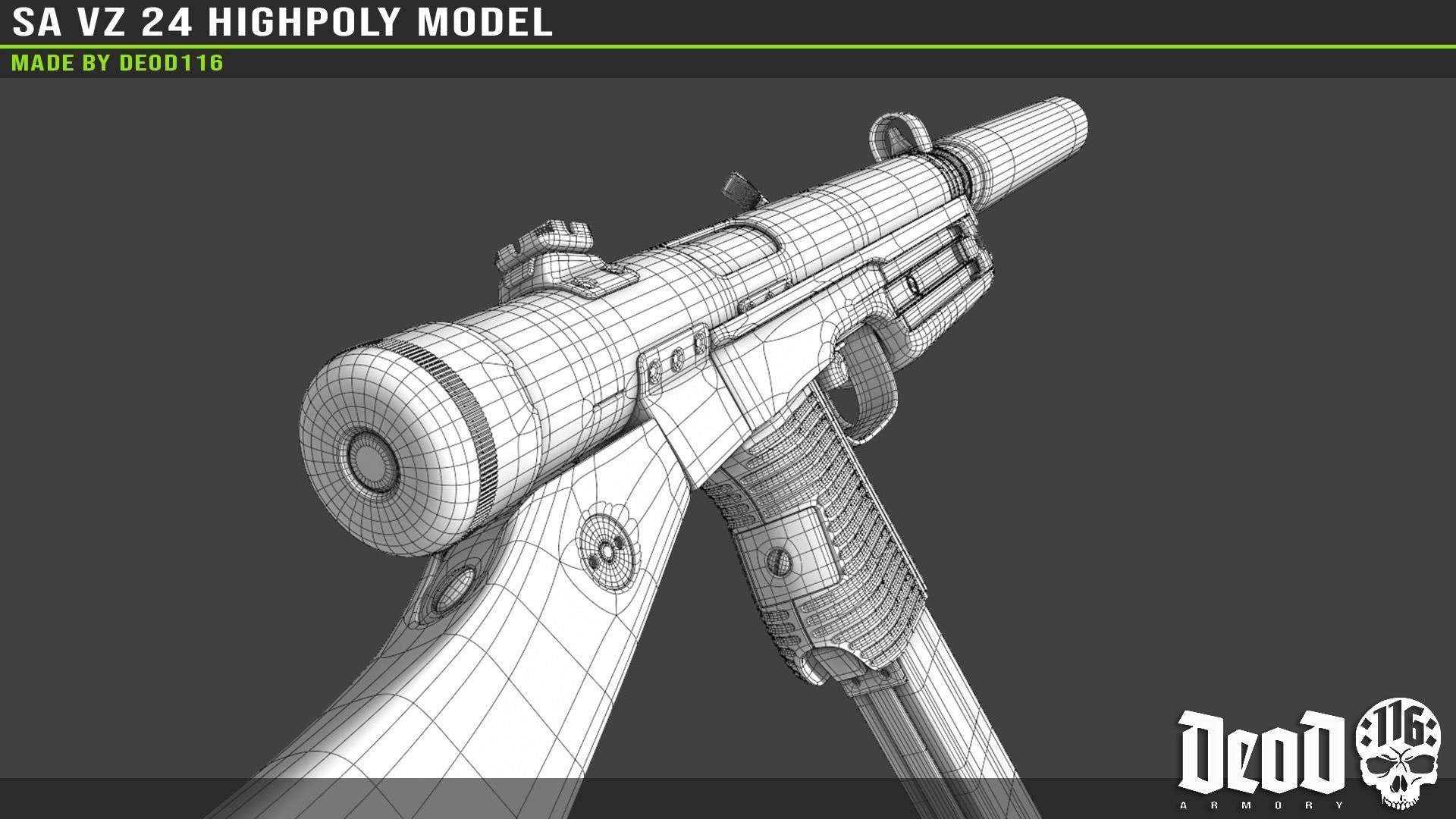 SA VZ 24 SMG Highpoly model  3D model_37