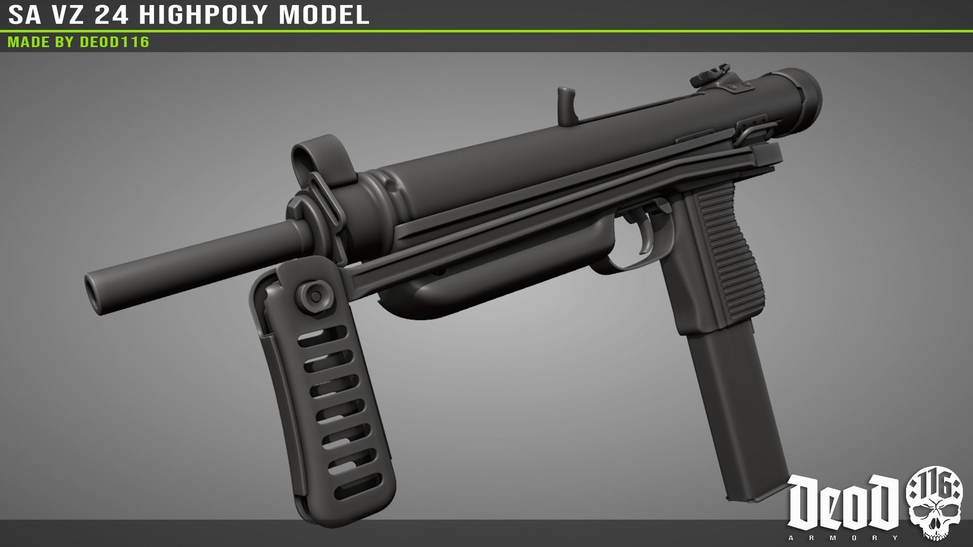 SA VZ 24 SMG Highpoly model  3D model_15
