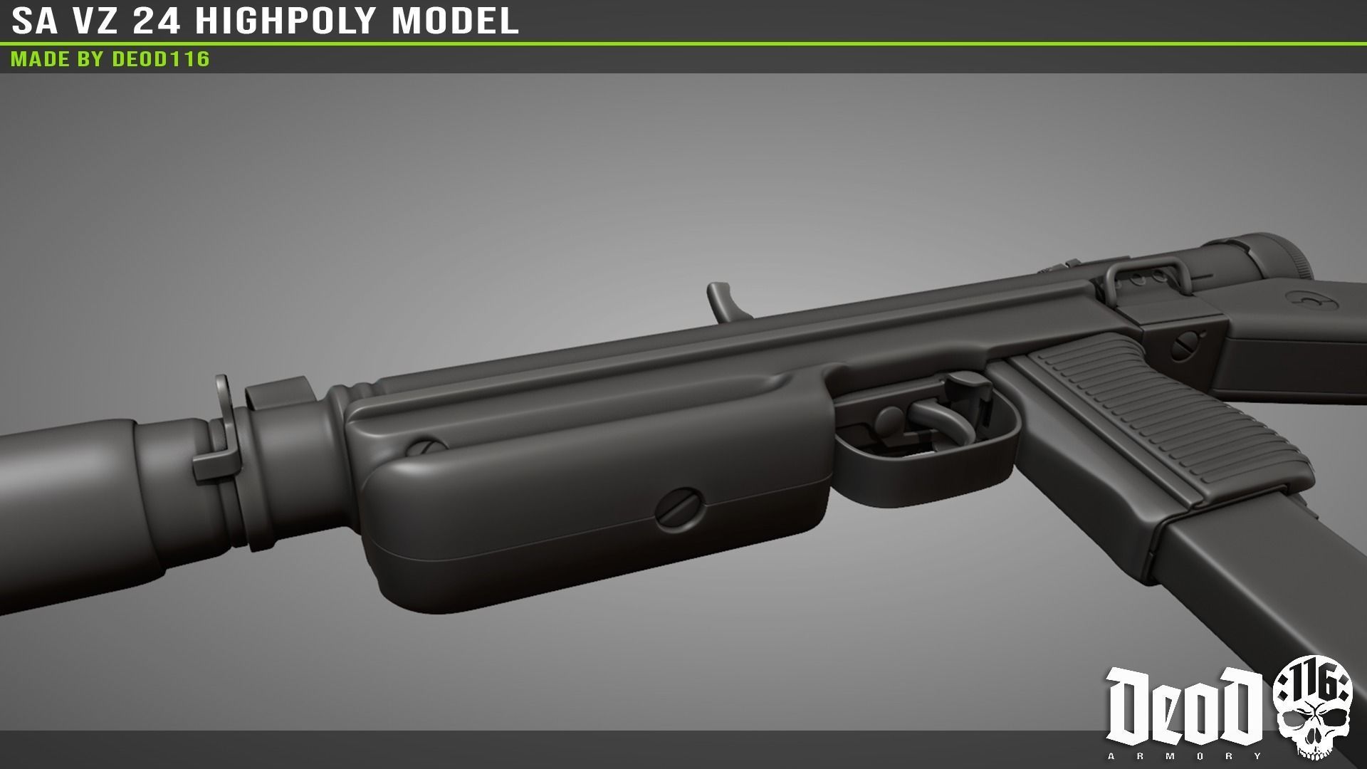 SA VZ 24 SMG Highpoly model  3D model_29
