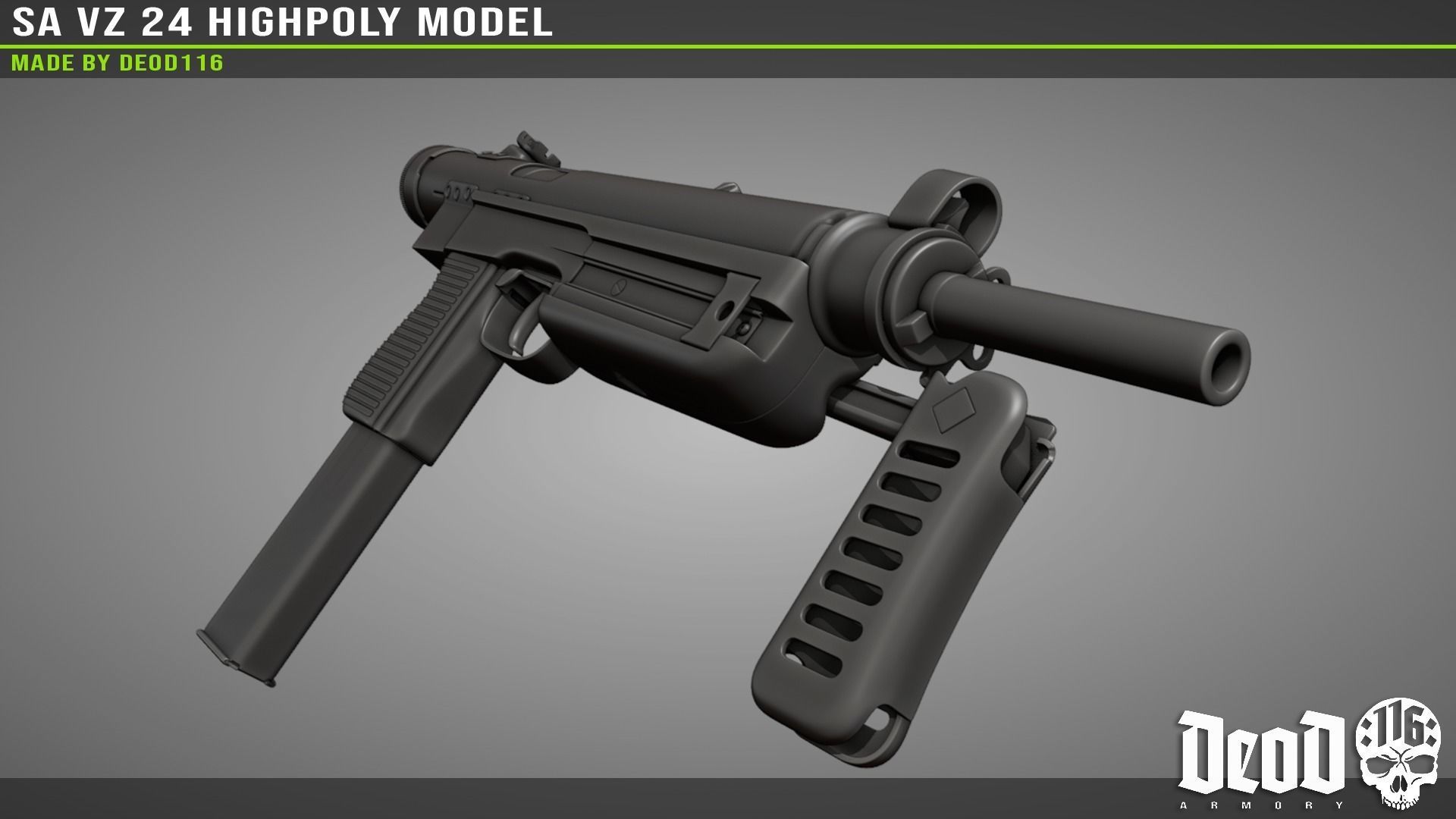 SA VZ 24 SMG Highpoly model  3D model_16