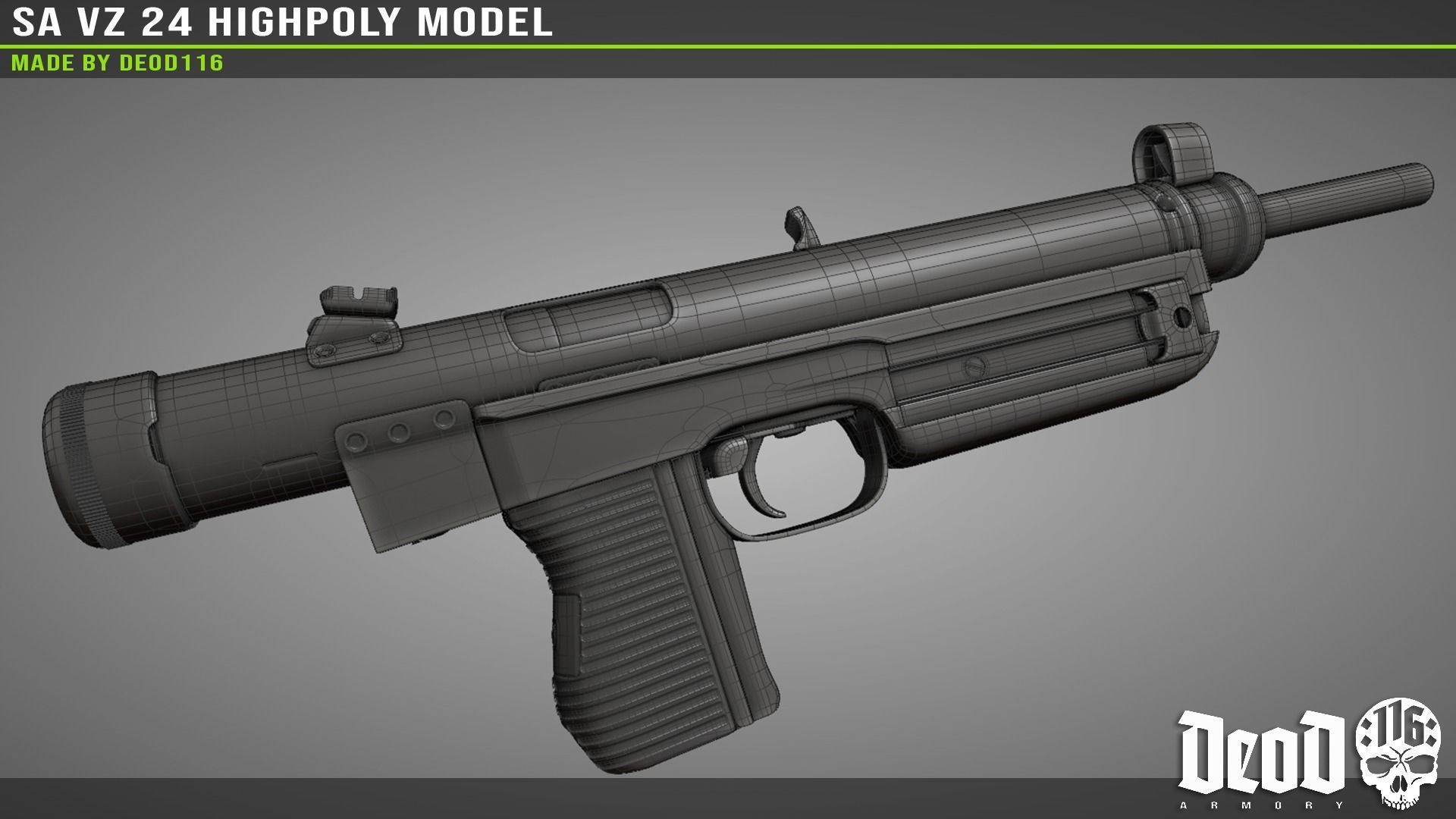 SA VZ 24 SMG Highpoly model  3D model_39