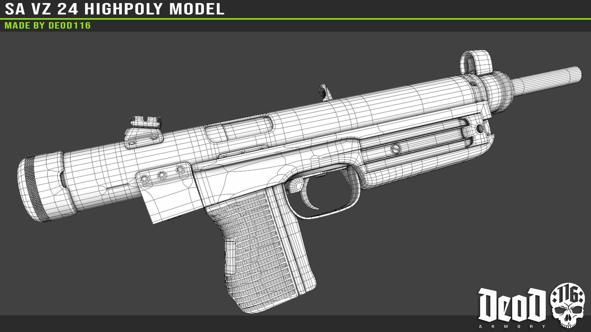 SA VZ 24 SMG Highpoly model  3D model_40