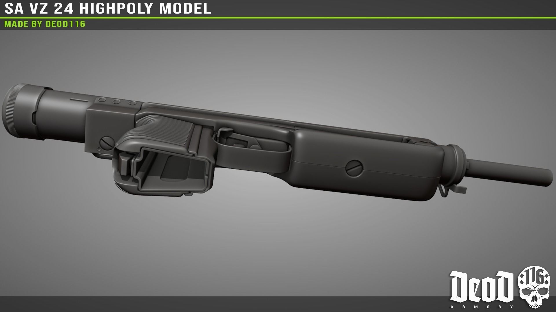 SA VZ 24 SMG Highpoly model  3D model_26