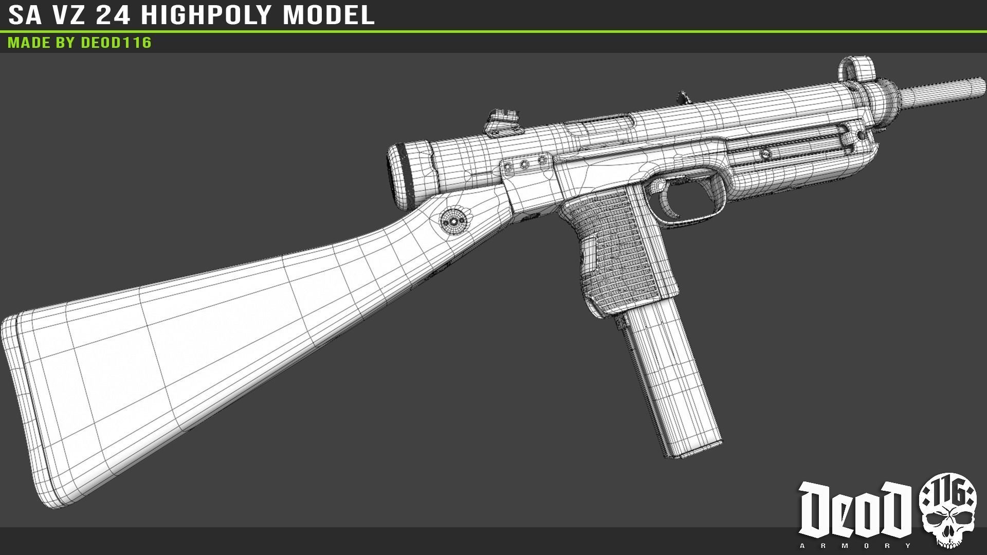 SA VZ 24 SMG Highpoly model  3D model_20