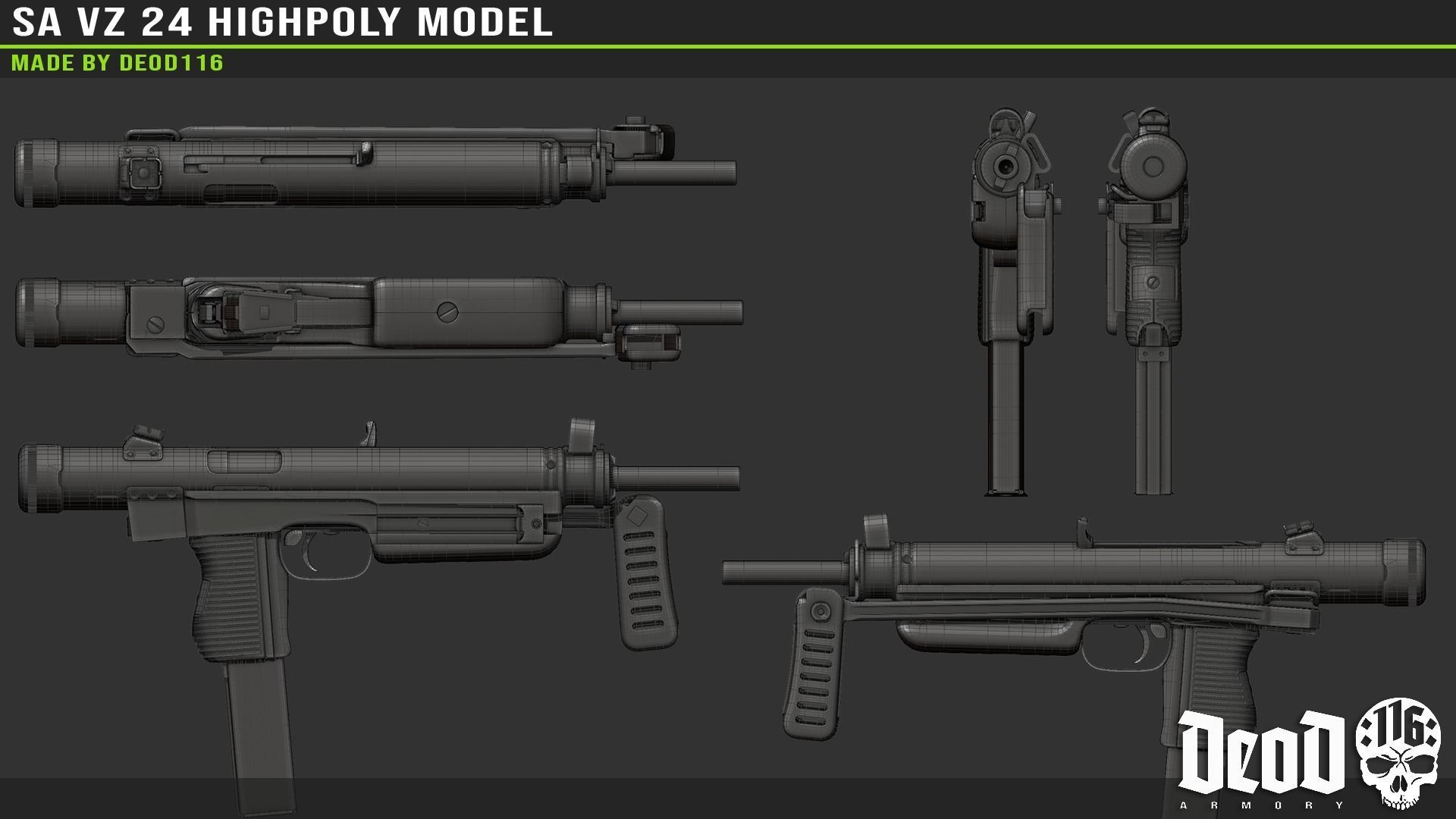 SA VZ 24 SMG Highpoly model  3D model_2