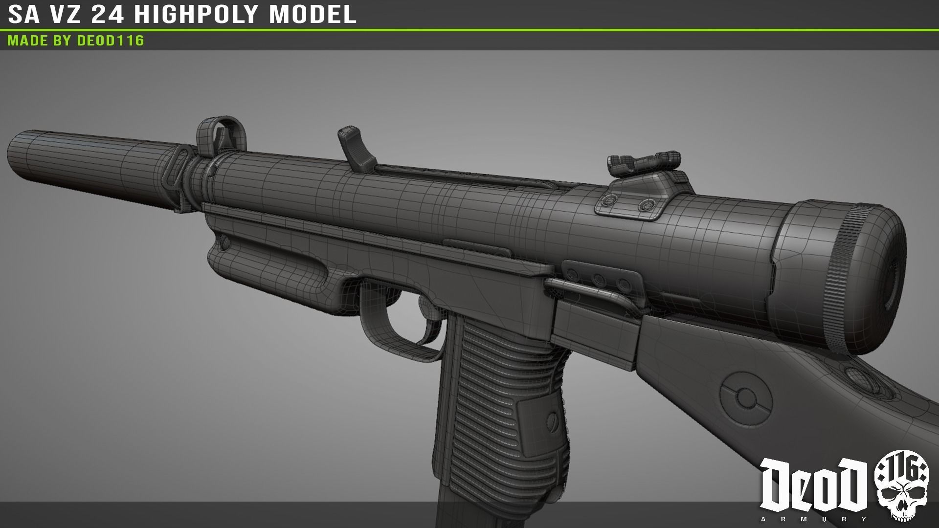 SA VZ 24 SMG Highpoly model  3D model_22