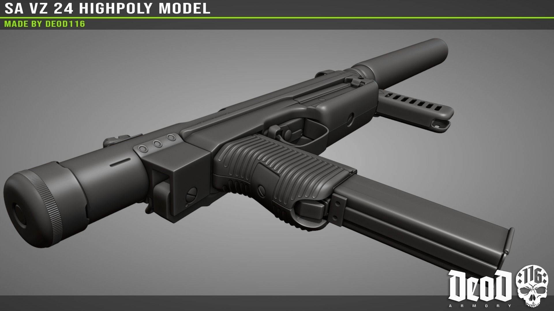 SA VZ 24 SMG Highpoly model  3D model_10