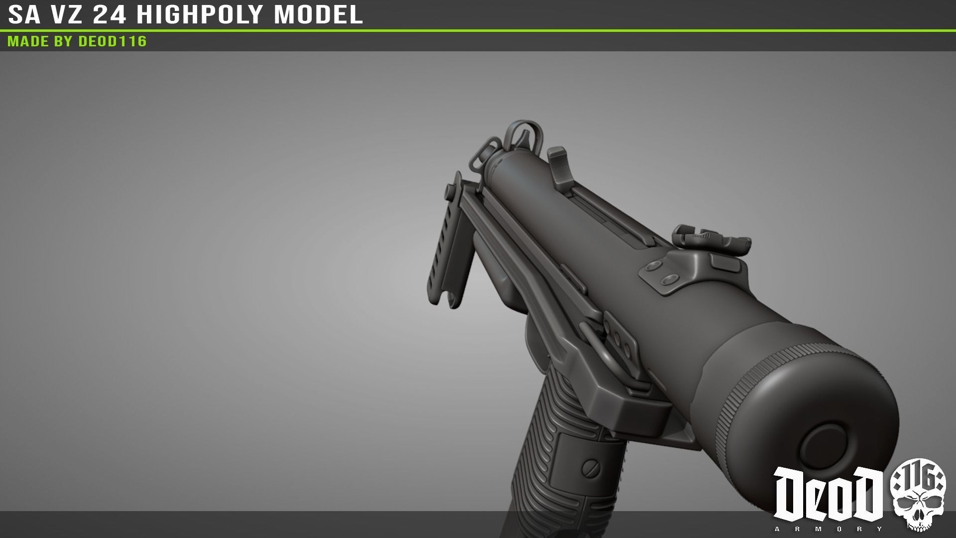 SA VZ 24 SMG Highpoly model  3D model_12