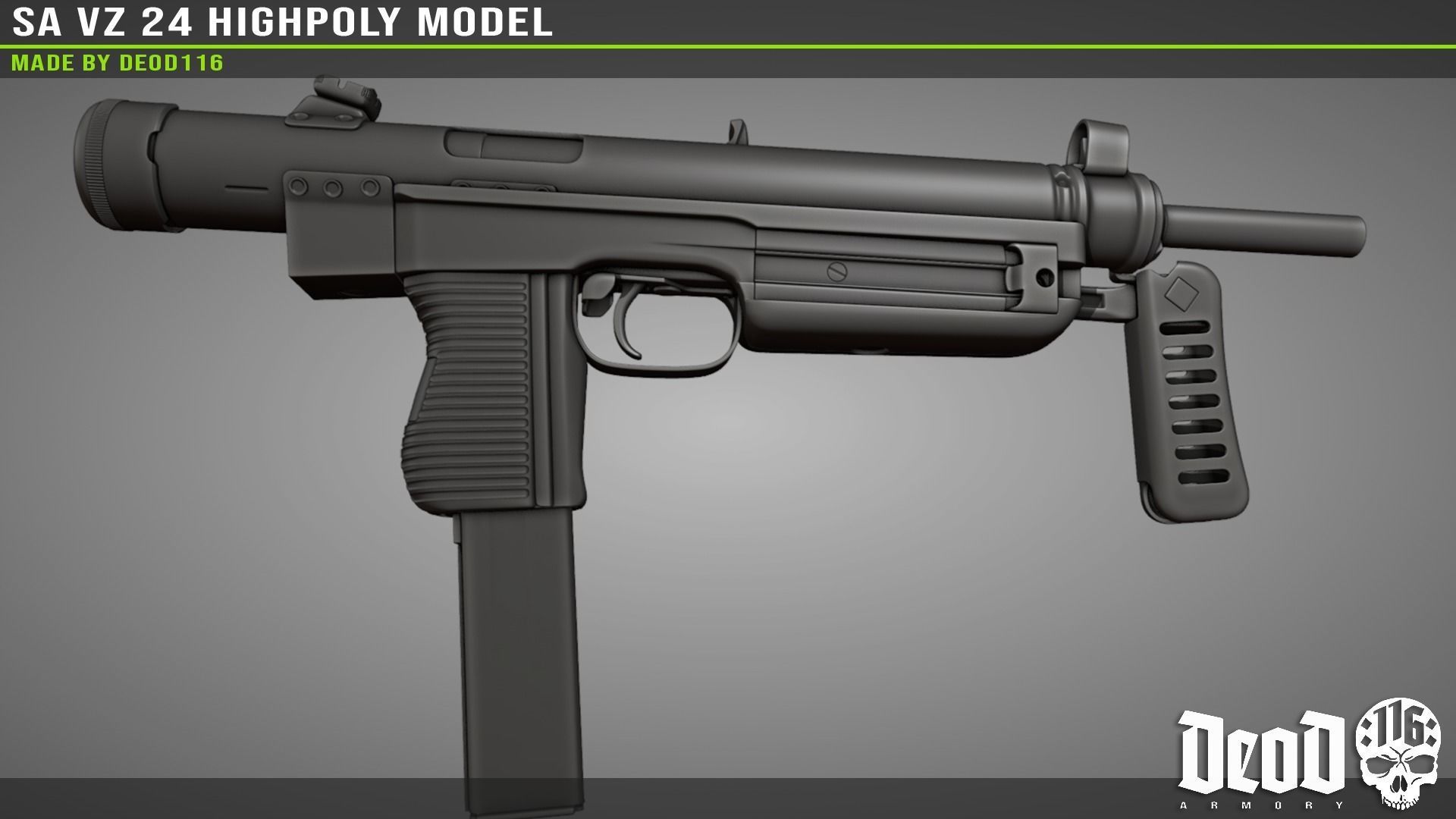 SA VZ 24 SMG Highpoly model  3D model_17