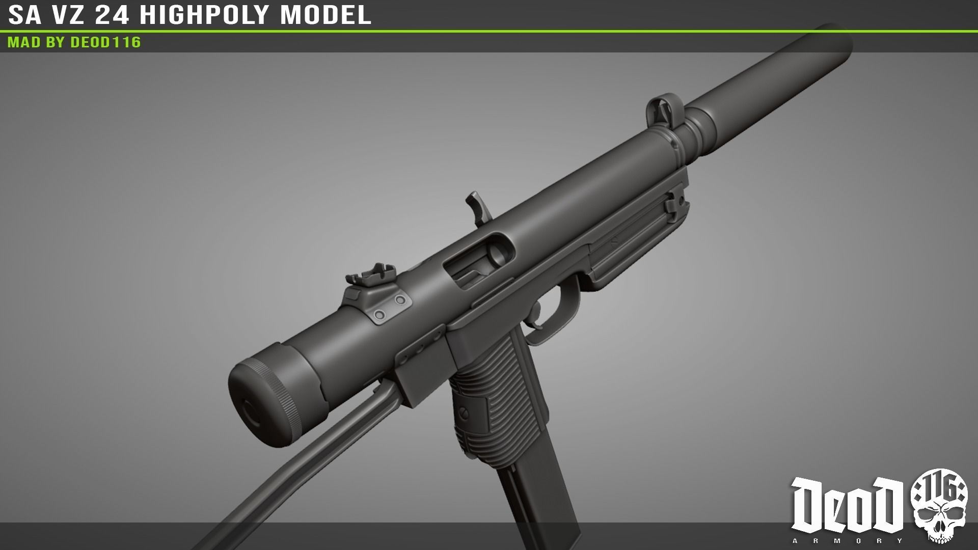 SA VZ 24 SMG Highpoly model  3D model_14