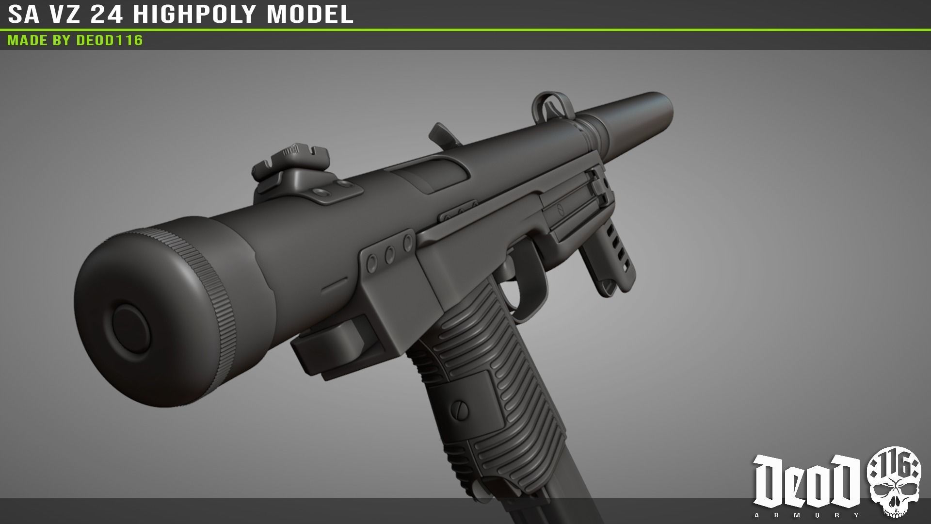 SA VZ 24 SMG Highpoly model  3D model_13