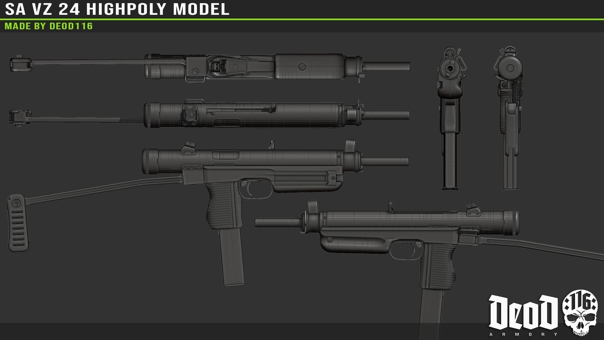 SA VZ 24 SMG Highpoly model  3D model_5