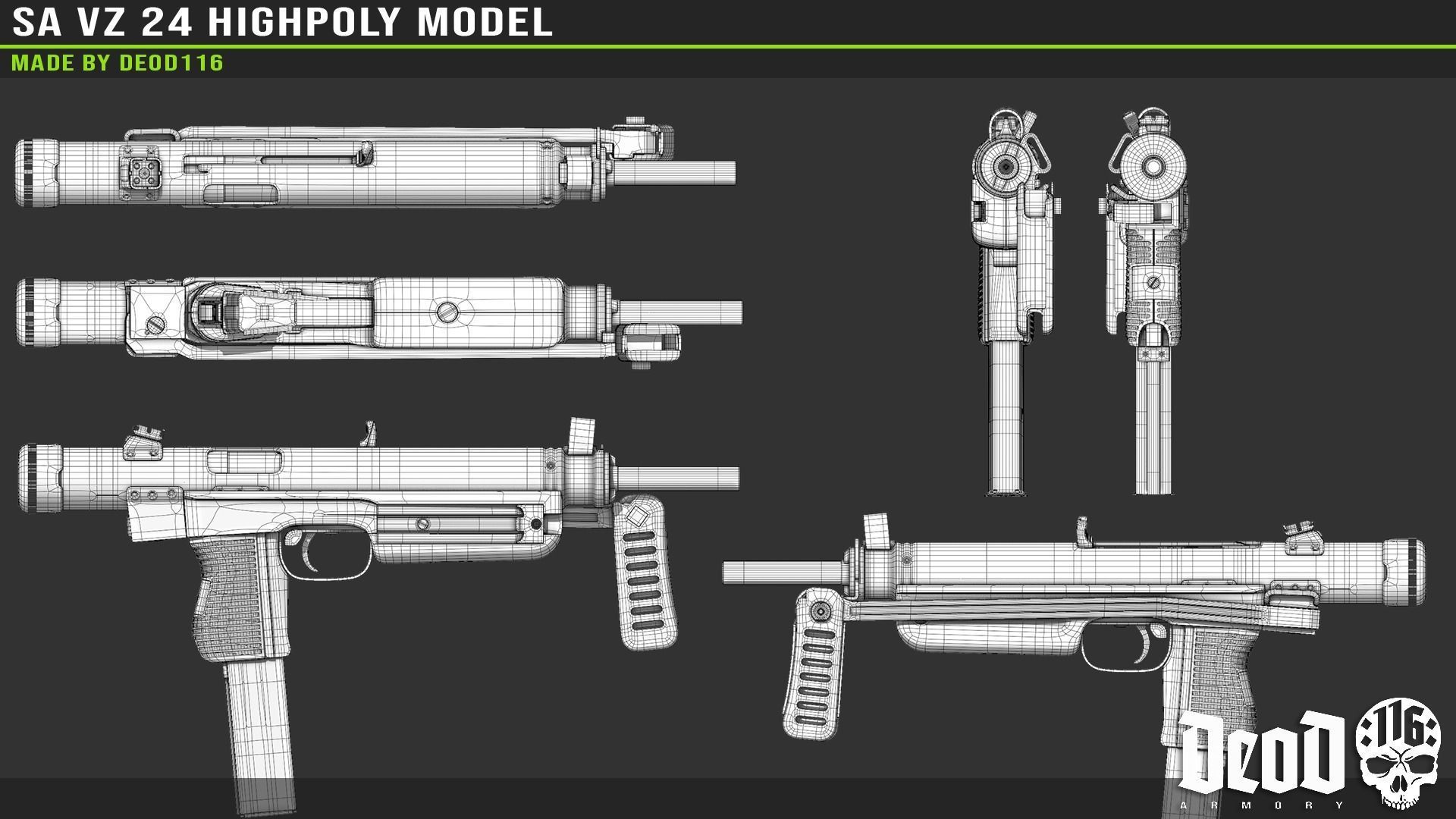 SA VZ 24 SMG Highpoly model  3D model_3