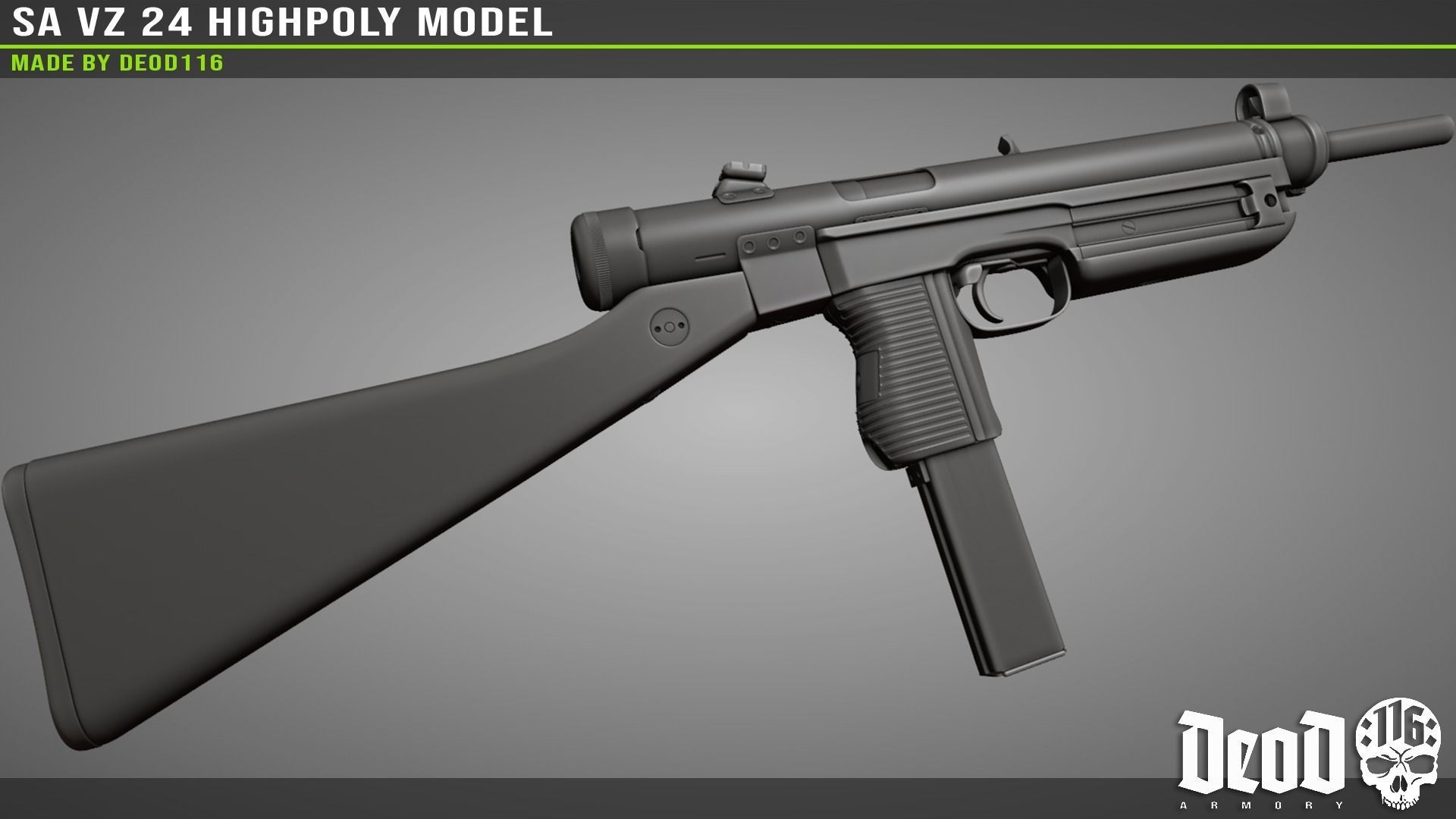 SA VZ 24 SMG Highpoly model  3D model_18