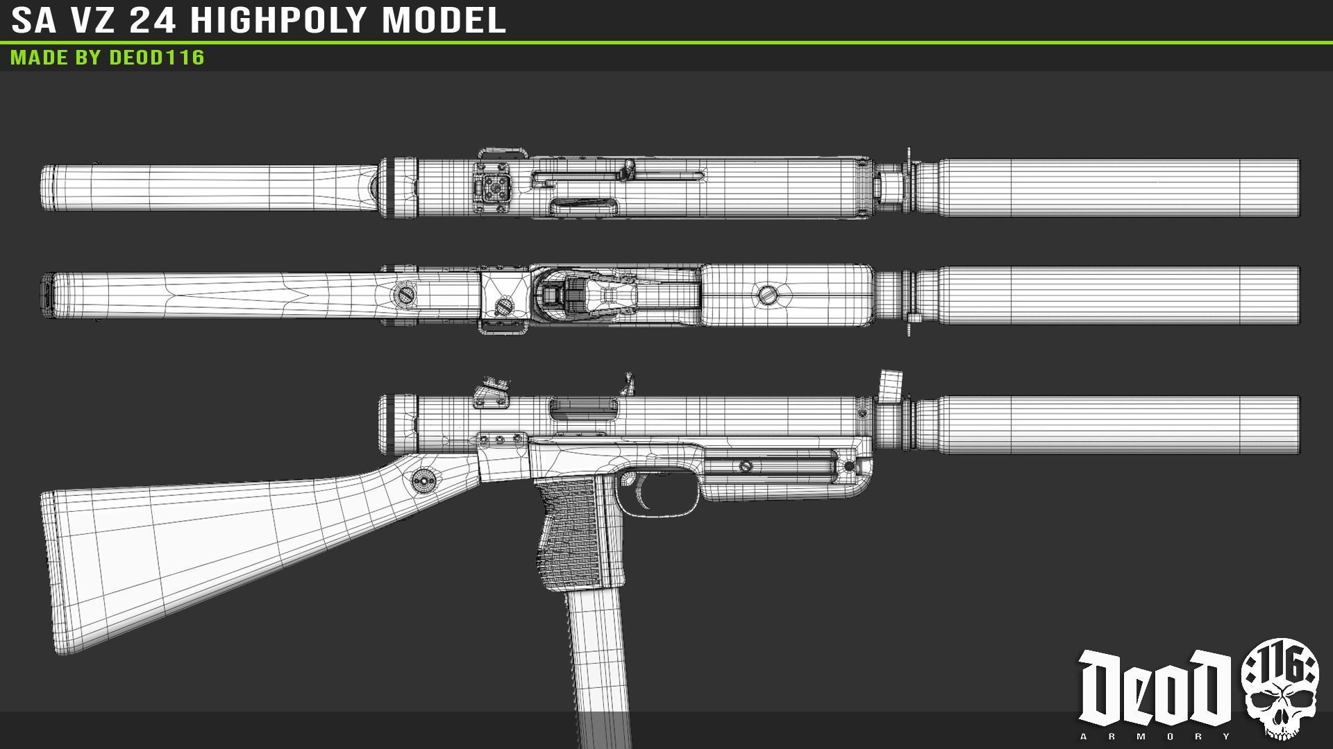 SA VZ 24 SMG Highpoly model  3D model_9