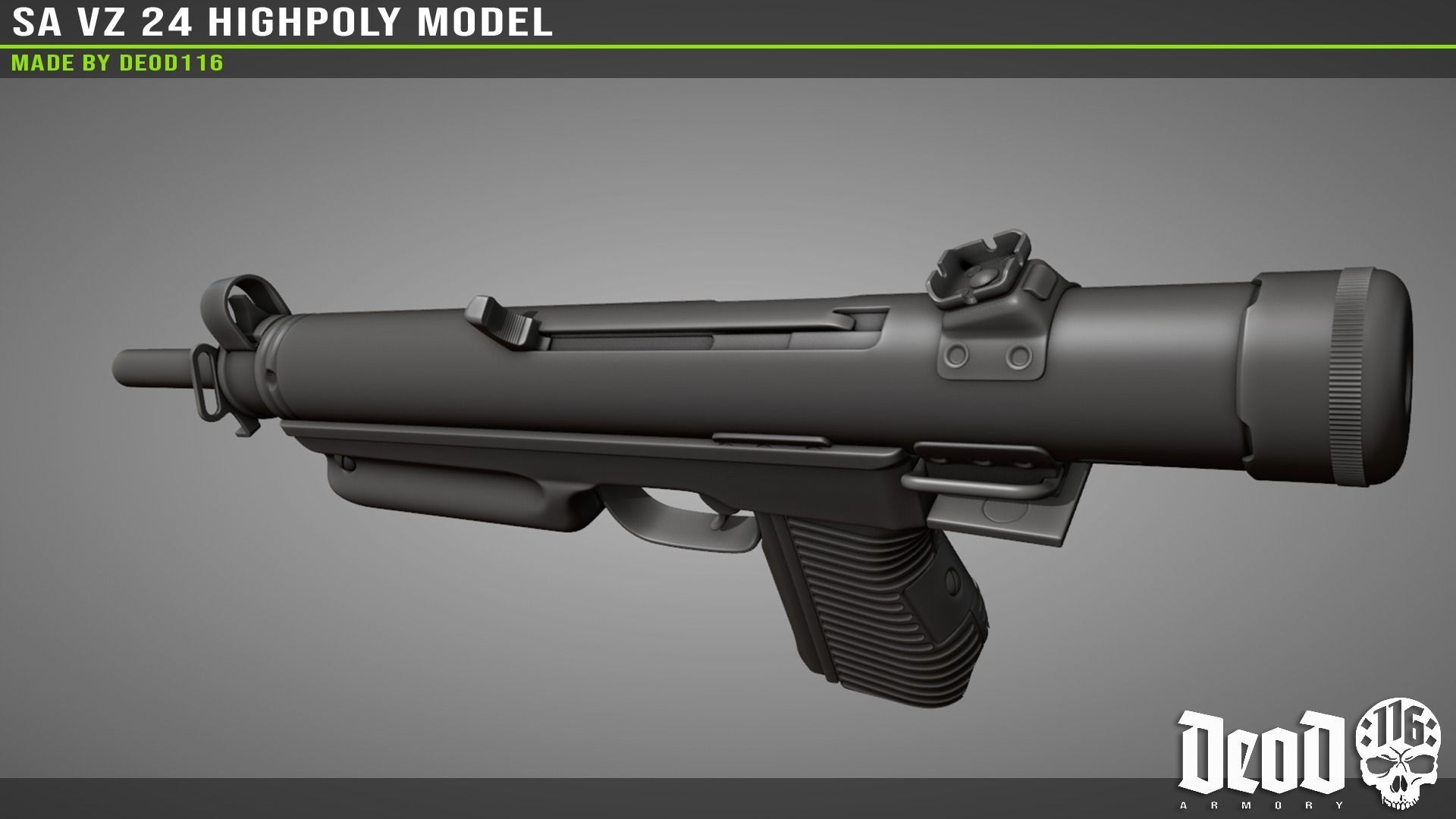 SA VZ 24 SMG Highpoly model  3D model_32