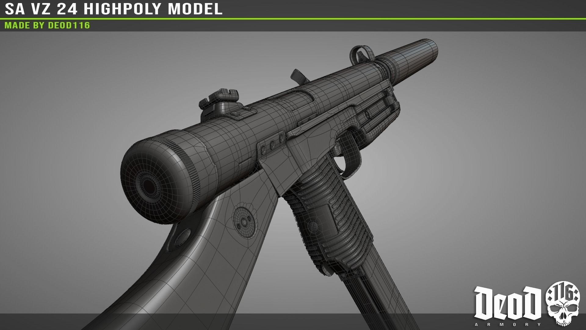 SA VZ 24 SMG Highpoly model  3D model_36