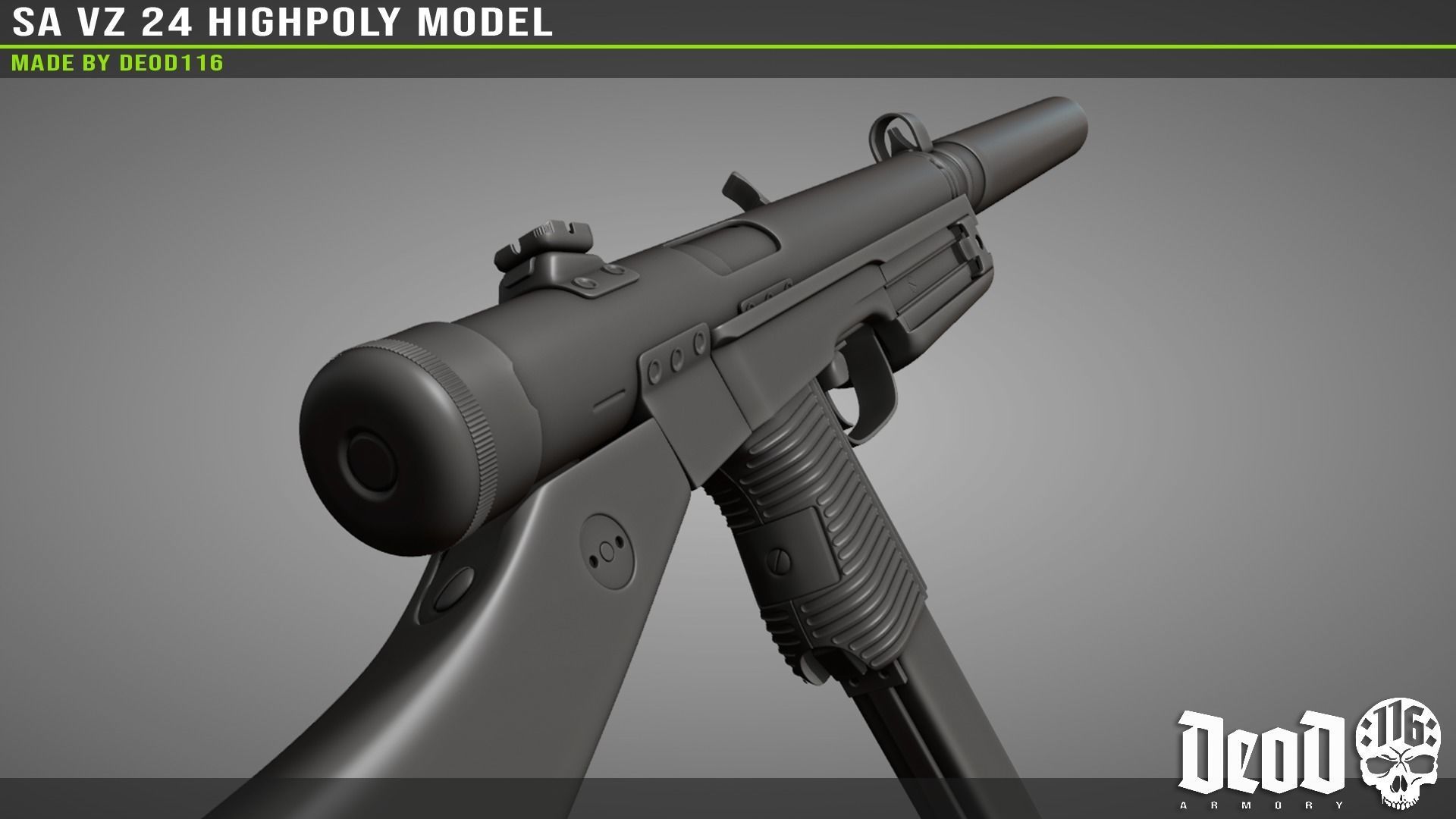 SA VZ 24 SMG Highpoly model  3D model_35