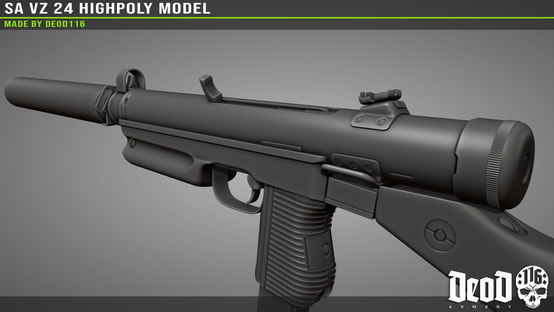 SA VZ 24 SMG Highpoly model  3D model_21
