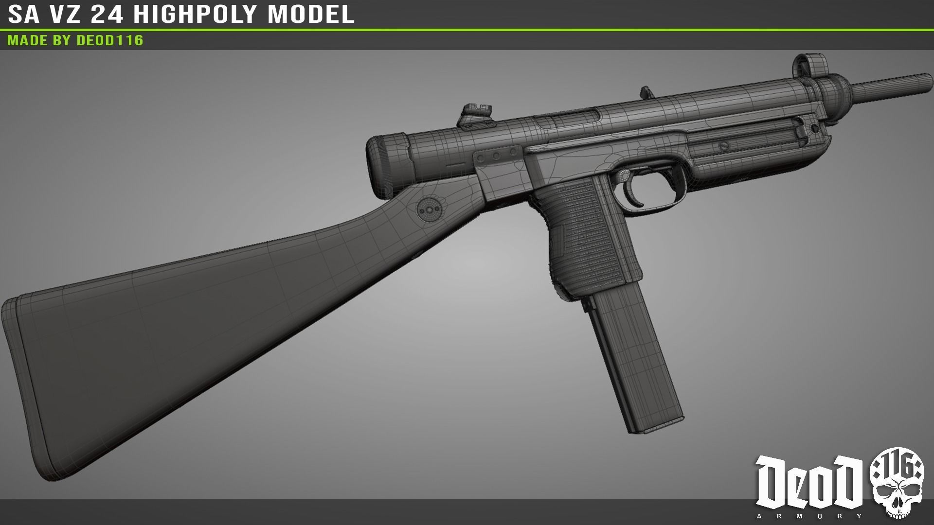 SA VZ 24 SMG Highpoly model  3D model_19