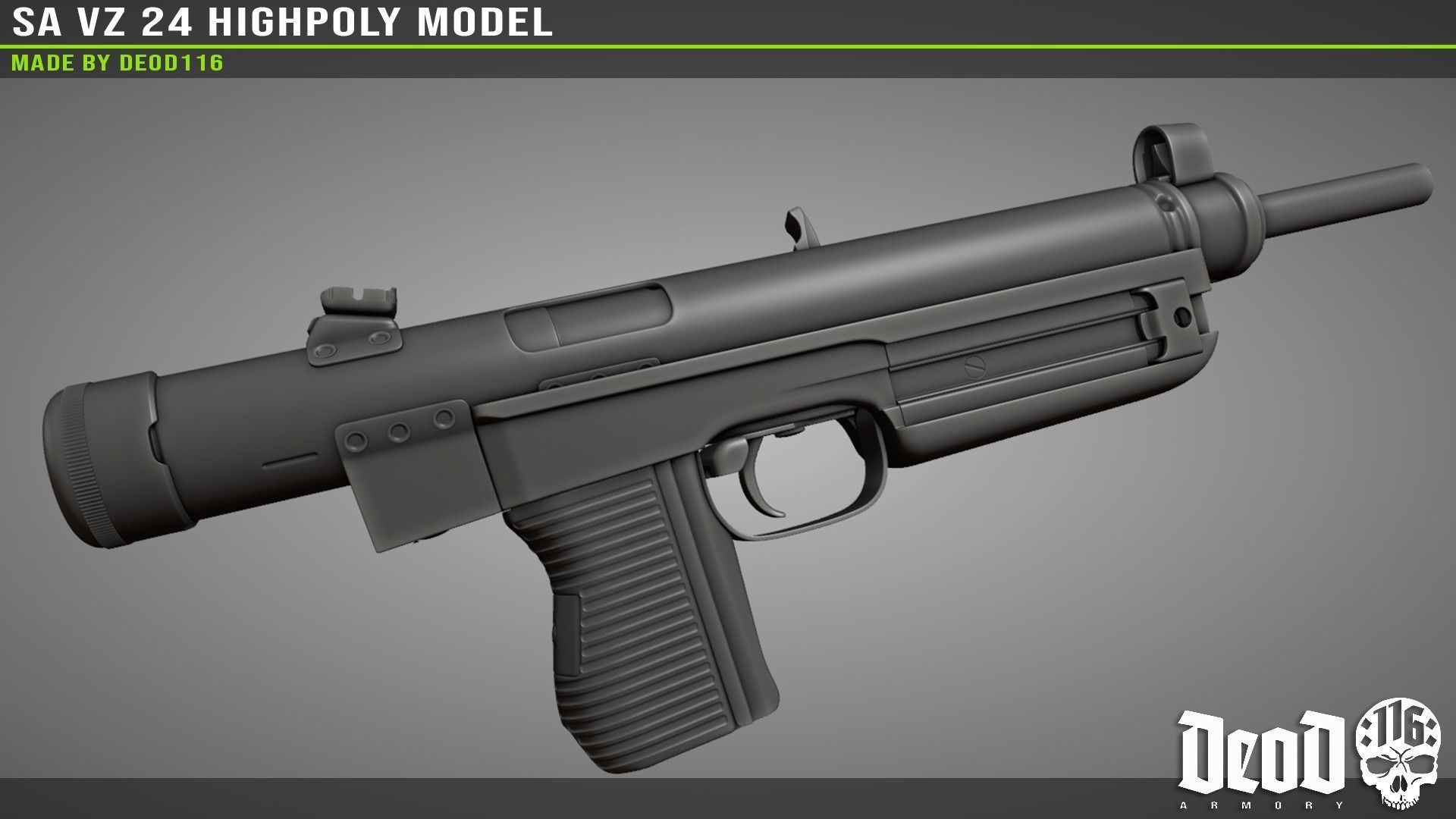 SA VZ 24 SMG Highpoly model  3D model_38