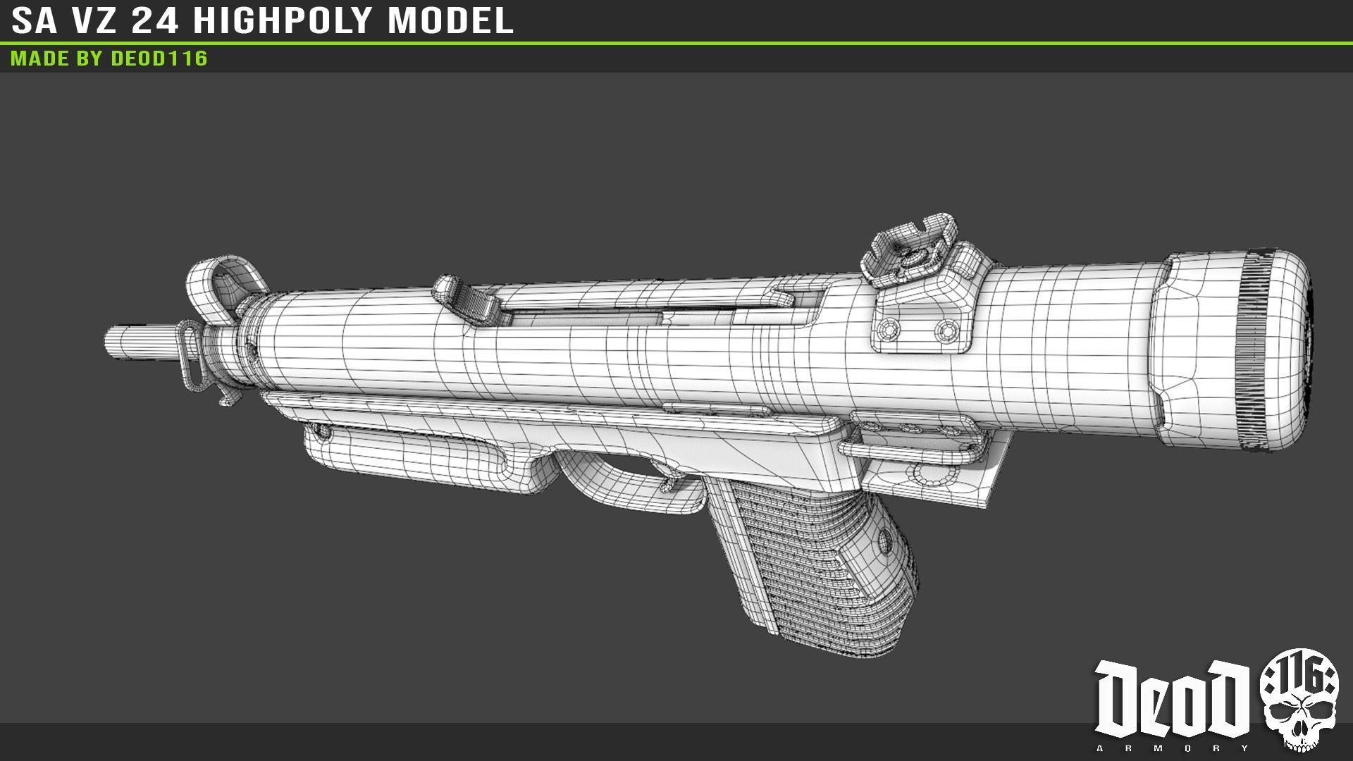SA VZ 24 SMG Highpoly model  3D model_34