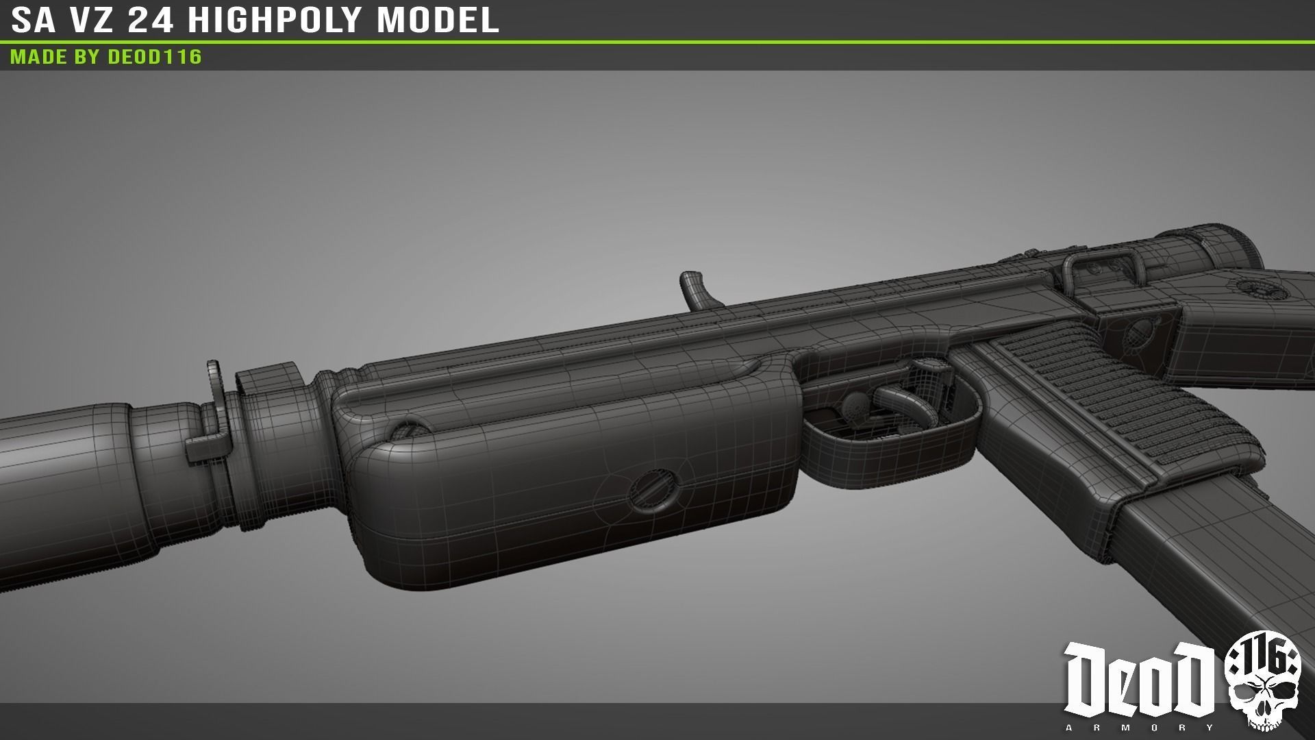 SA VZ 24 SMG Highpoly model  3D model_30