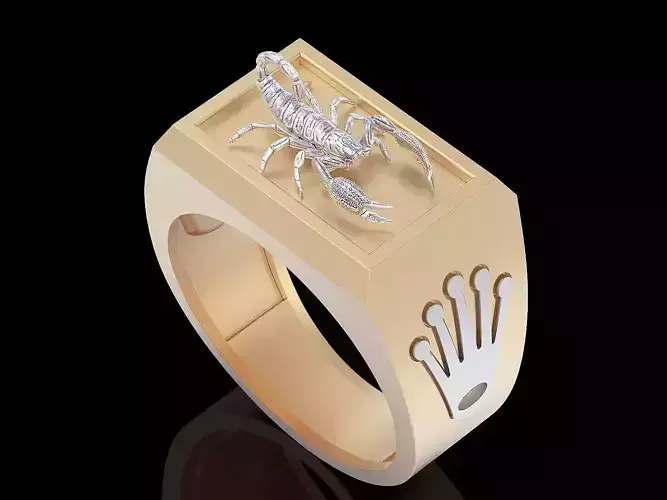Scorpion man ring silver gold jewelry printable 3D model