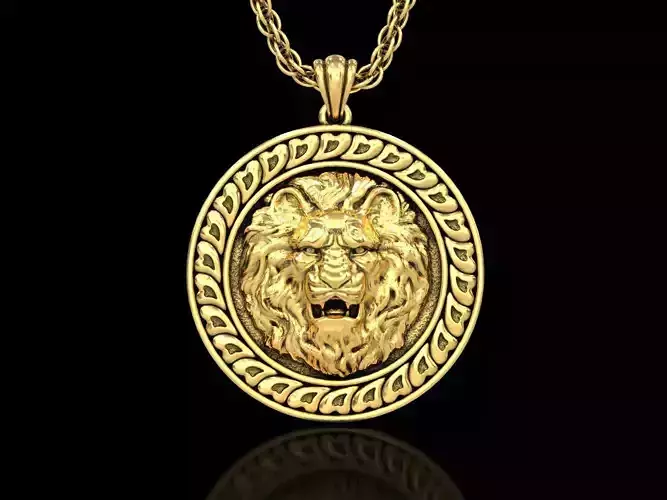 Angry Lion Head2 Medallion Pendant V3